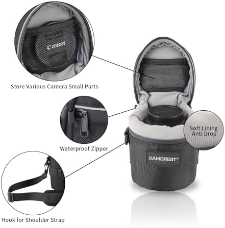 Camera Lens Case Lens Bag Compatible (3.35" x 3.74"(Nylon, Black)) - Image 4