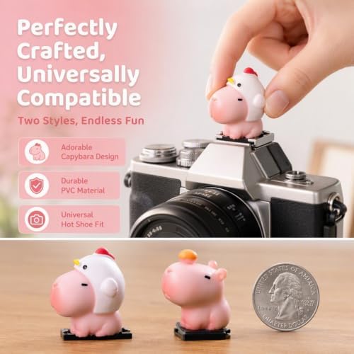 Camera Hot Shoe Cover, Cartoon Hot Shoe Cap, Hot Shoe Protector Compatible with Sony Fujifilm Fuji Canon Nikon Pentax Leical Panasonic (2pcs Pink Capybara) - Image 2
