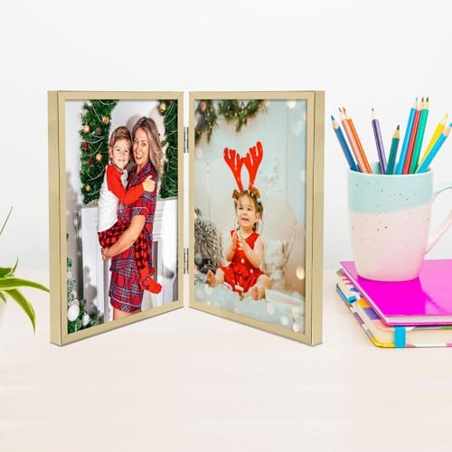 Golden State Art 6x8 Double Picture Frame with Real Glass, Light Gold - Image 6