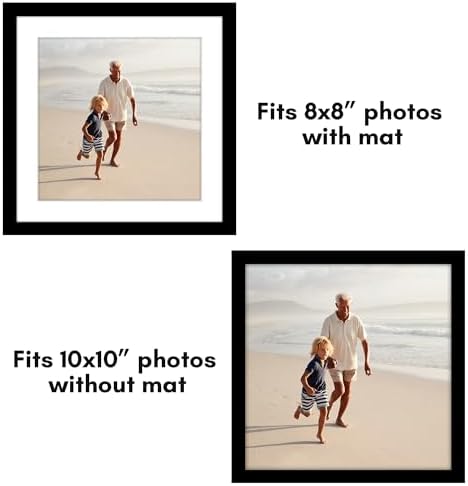 Americanflat 10x10 Picture Frame 5-Pack - Matted to 8x8 - Black - Image 4