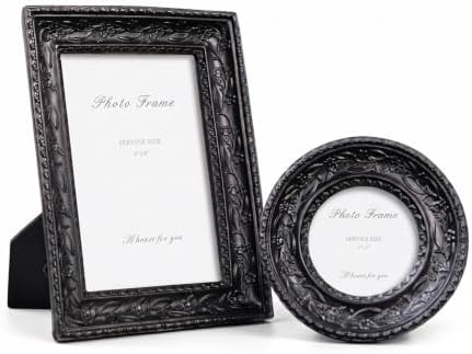 Cuspin Black Vintage Picture Frame Set of 2, Gothic Baroque Resin Frames by Cuspin