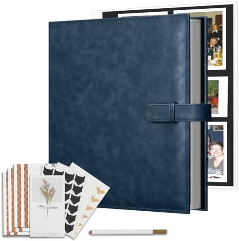 Vienrose 13"x11" Scrapbook Album Gift Set Faux Leather DarkBlue 60 Pages by Vienrose
