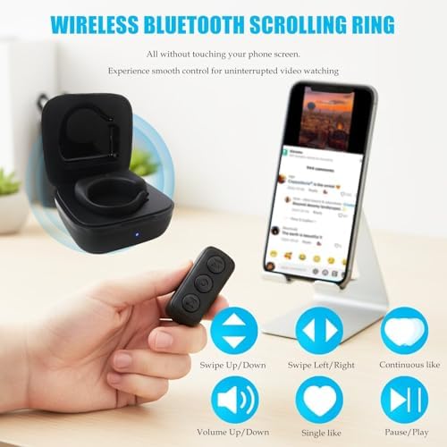 Wireless Scrolling Ring Remote, Bluetooth Camera Control for TIK*Tok for Android and Fit Ideal for iPhone - Black - Image 4