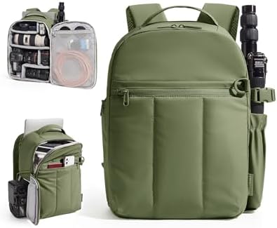 BAGSMART Small Camera Backpack for Women with Laptop Compartment, Green by BAGSMART