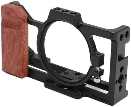 Camera Cage Aluminum Alloy Metal Protective Video Rig with Wood Handle Cold Shoe Mount for ZV-1 II ZV-1F/4847 - Image 3