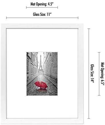 Americanflat 11x14 Picture Frame with Shatter-Resistant Glass - Use as 5x7 Frame with Mat or Display 11x14 Photo Without Mat - Signature Collection - Picture Frames for Wall Display - White - Image 2