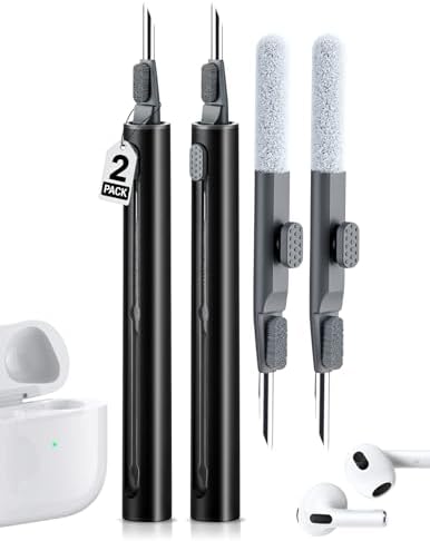 Cleaner Kit for Airpods, Earbuds Cleaning kit for Airpods Pro 1 2 3, Phone Cleaner kit with Brush for Bluetooth Earbuds Cleaner, Wireless Earphones,iPhone,Laptop, Camera (Black) by AKIKI