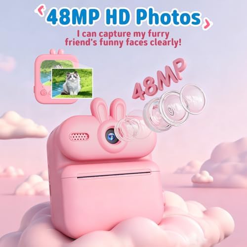 Kids Camera Instant Print: Gleeglee 1080P Camera for Kids, Pink Rabbit - Image 5