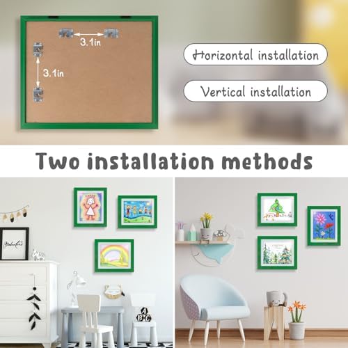 2 Pack 10x12.5 Front-Opening Kids Artwork Frames Changeable (Green) - Image 2