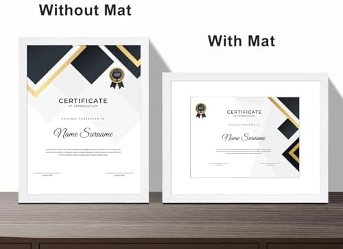 8.5x11 Picture Frame Set of 6, Certificate Document Frame, Diploma Frame, Display Pictures 8.5x11 Without Mat, White - Image 4