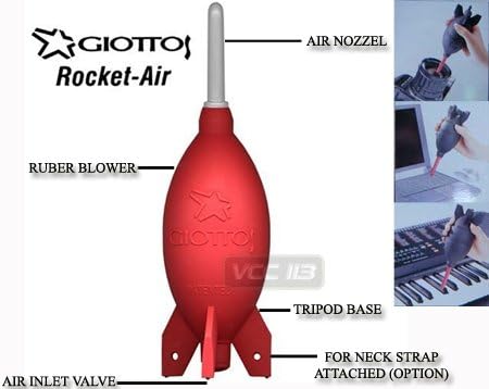 Giottos AA1903 Rocket Air Blaster Large-Red+VCC113 Micro-Fiber Cloth+Cleaning Lens Pen - Image 2