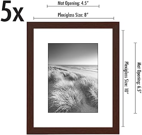 Americanflat 8x10 Picture Frame 5-Pack - Matted to 5x7 - Mahogany - Image 2