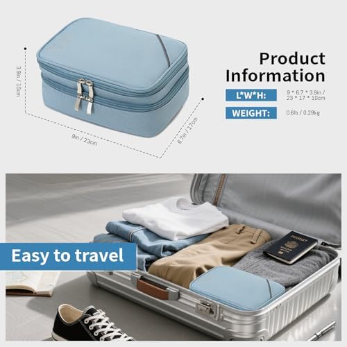 Lanola Electronic Accessories Case,Electronics Travel Organizer, Portable Double Layer Cable Storage Bag for Cord, Charger, Flash Drive, Phone, SD Card,Flash Drive,Adapter - Light Blue - Image 2