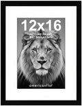Americanflat 12x16 Picture Frame with Shatter-Resistant Glass - Use as 8x12 Frame with Mat or Display 12x16 Photo Without Mat - Signature Collection - Picture Frames for Wall Display - Black by Americanflat