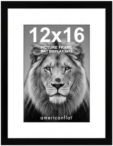 Americanflat 12x16 Picture Frame with Shatter-Resistant Glass - Use as 8x12 Frame with Mat or Display 12x16 Photo Without Mat - Signature Collection - Picture Frames for Wall Display - Black by Americanflat