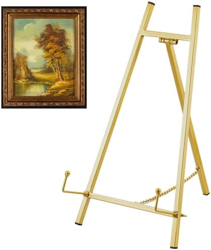 Leinuosen 1 Pcs Metal Tabletop Easel Stand, Tripod Display, Gold by Leinuosen