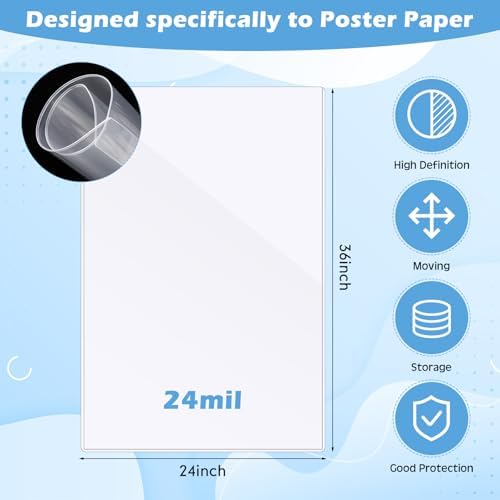 AmazingSpark 2 Pcs Rigid Print Protectors 24 x 36 Inch Clear Poster Protector Sleeve Sheet PVC Clear Sheet Holder for Photo Document Magazine - Image 2