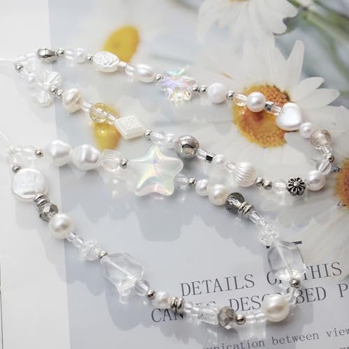 Beaded Camera Wrist Strap,Cute Phone Charm Decor,Pearl Bracelet Wrist Strap - Image 2