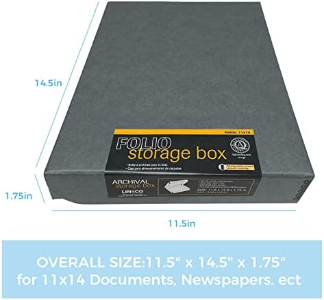 Lineco Clamshell Archival Storage Box, 11.5x14.5x1.75 Inch, Gray, Pack of 2 - Image 2