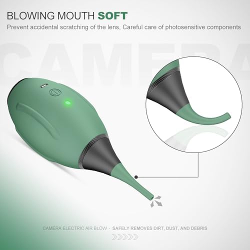 LENSGO Electric Air Blow,Camera Cleaning Kits with 4 Cleaning Heads for CMOS/Regular/Crevice Clean and Brush, 4.0kPa Dust Removal Type C Charge (Green) - Image 3