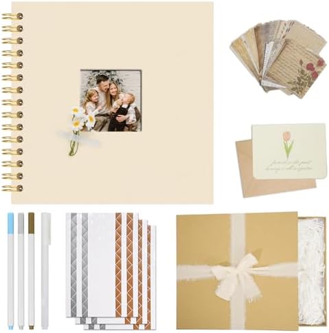 Vienrose Scrapbook Album Gift Set, 10x10 Inch, 40 White Pages, Off White by Vienrose