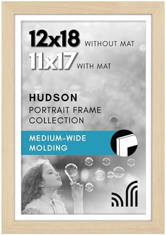Americanflat 12x18 Poster Frame - Matted to 11x17 - Natural Oak by Americanflat