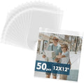 50 Pack 12x12 Inch Acid-Free Crystal Clear Plastic Sleeves for Art Prints by MatBoardCenter