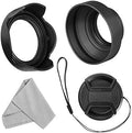 55mm Lens Hood Set Compatible with Nikon D3400 D3500 D5500 D5600 D7500 DSLR Camera with AF-P DX 18-55mm f/3.5-5.6G VR Lens, Collapsible Rubber Hood + Reversible Tulip Flower Hood + Lens Cap by Veatree