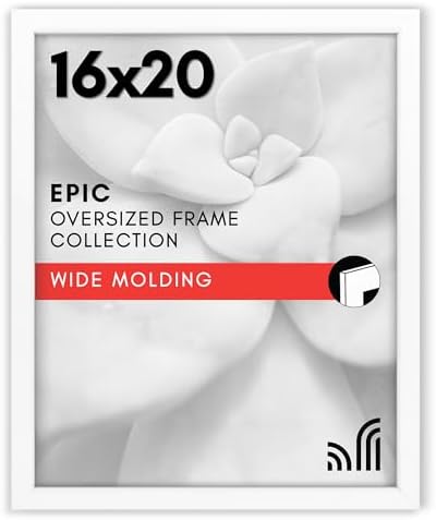 Americanflat 16x20 Poster Frame - White Engineered Wood with Polished Plexiglass - Wide Picture Frame for Vertical or Horizontal Wall Display - Epic Collection - White by Americanflat