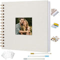 Vienrose 12x12 Inch Scrapbook Album DIY Large Hardcover Kraft White Pages Scrapbook Photo Album Linen Cover Scrap Book Photo Albums Scrapbooking Supplies Kit for Couple Family Wedding Travel by Vienrose