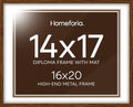 Homeforia 16x20 Brown Oak Diploma Frame, High-End Wood, 14x17 Mat, Glass by Homeforia