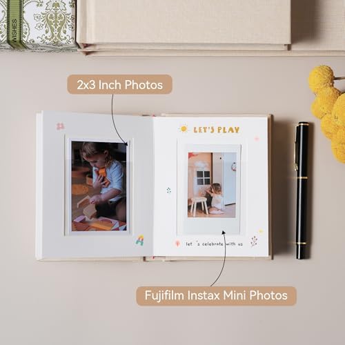 Instax Mini Photo Album with Writing Space, Linen Cover, White - Image 3