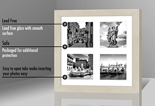 Americanflat 4x4 Picture Frame Collage with Shatter-Resistant Glass - Fits Four 4x4 Photos or Use as One 10x10 Picture Frame - Signature Collection - Collage Frames for Wall Display - Light Wood - Image 4