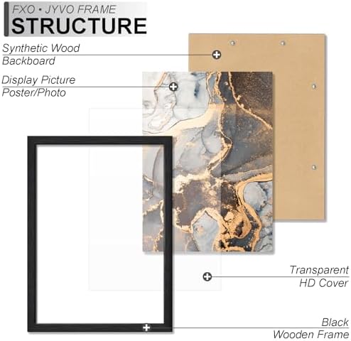 Fxojyvo 9x13 Picture Frame Set of 4 Black Engineered Wood Wall Hanging - Image 3