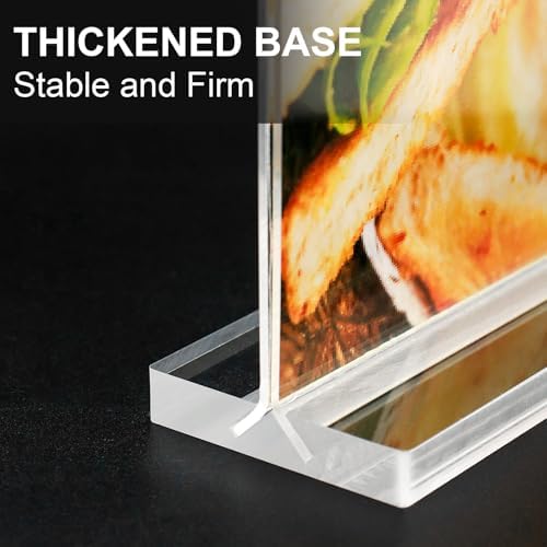 Acrylic Sign Holder 5.5x8.5 Inches 4 Pack, Double Sided Clear Display Stand Table Top Sign Paper Holder, Vertical Menu Flyer Holder, Plastic Sign Frame for Stores, Restaurants, Hotels, Office - Image 5