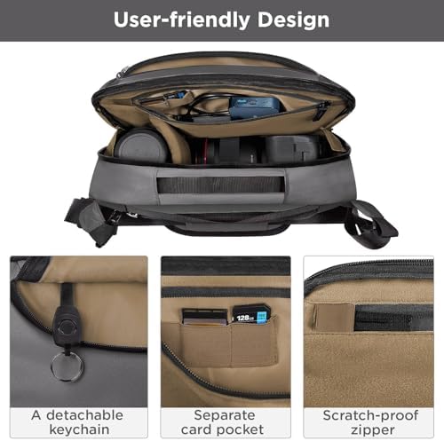 TAAOKA Camera Sling Bag,Travel Waterproof Camera Case with Tripod Holder,DSLR/SLR/Mirrorless Small Camera Bags Crossbody for photographers (Grey) - Image 2