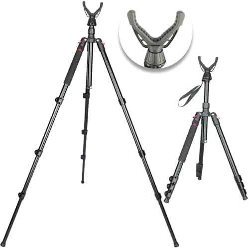 Adjustable Shooting Tripod for Rifles Shooting Stick Level-Lock 3-in-1 Tripod Monopod Bipod, 22.8″-61″ Height, Lightweight Aluminum Alloy with Carrying Bag, Stable Rifle Rest for Hunting & Outdoor by Jalarox