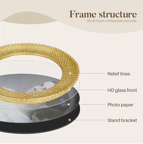 Cuspin 4x4 Gold Picture Frame Round Vintage Woven Circle Photo Frame - Image 7