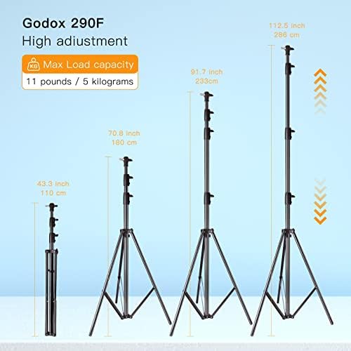 Godox Heavy Duty Aluminum Photography Light Tripod Stand for Studio Photography Lighting, Backgrounds, Monolights, Strobe Flash - 286CM, 112 Inches - Image 2