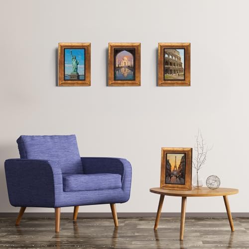 XUANLUO 4x6 Picture Frames Set of 4,Rustic Retro Photo Frame(Gold) - Image 3