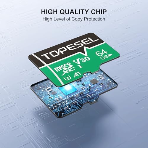 TOPESEL 64GB Micro SD Card 5 Pack, microSDXC UHS-I High Speed TF Card with Adapter, 90MB/s, C10, U3, A1, V30, 4K Recording Memory Card(64GB 5Pack) - Image 3