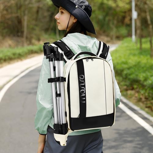 MOSISO Camera Backpack,Photography Backpack Padded Camera Bag, Beige - Image 6