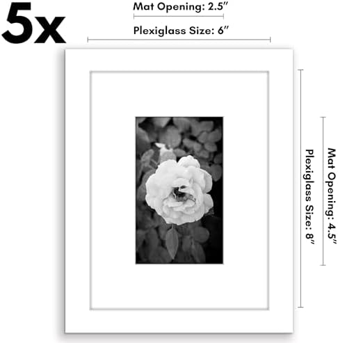 Americanflat 6x8 Picture Frame 5-Pack - Matted to 3x5 - White - Image 2