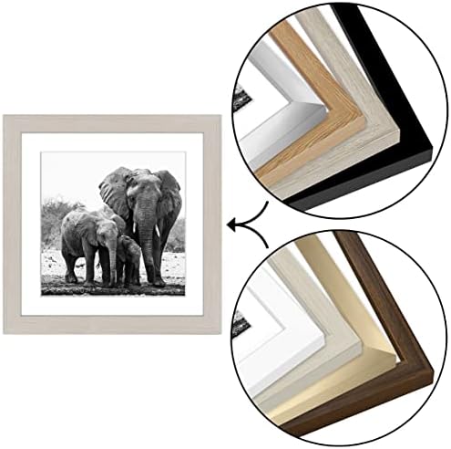 Americanflat 11x11 Picture Frame with Shatter-Resistant Glass - Use as 8x8 Frame with Mat or Display 11x11 Photo Without Mat - Signature Collection - Square Frames for Wall Display - Light Wood - Image 6