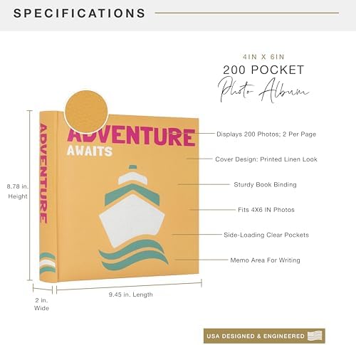 MCS Adventure Awaits Orange Photo Album, 200-Pocket, 4x6, 12x12 Pages - Image 3