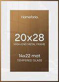 Homeforia 20x28 Bronze Picture Frame, High-End Metal, 14x22 Mat, Glass by Homeforia