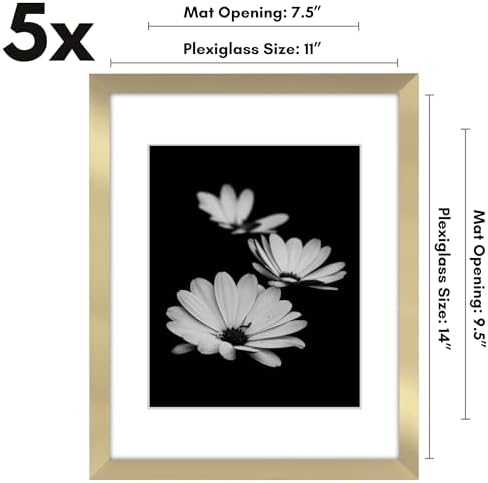 Americanflat 11x14 Picture Frame 5-Pack - Matted to 8x10 - Gold - Image 2