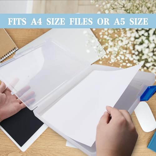 12 Pcs Clear Paper Storage Box, Blue, 12.4 x 9.84 x 1.18 Inches - Image 4
