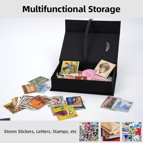 4x6 Photo Storage Box with Window, Linen Black - Image 7