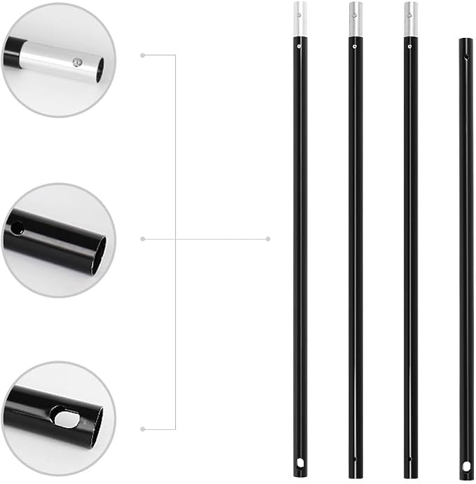 118" / 3m Background Folding Crossbar, Photography Lighting Muslin Backdrop Support Crossbar, 2 x 3m Crossbar, 2 x Mount,6 x Clip - Image 3